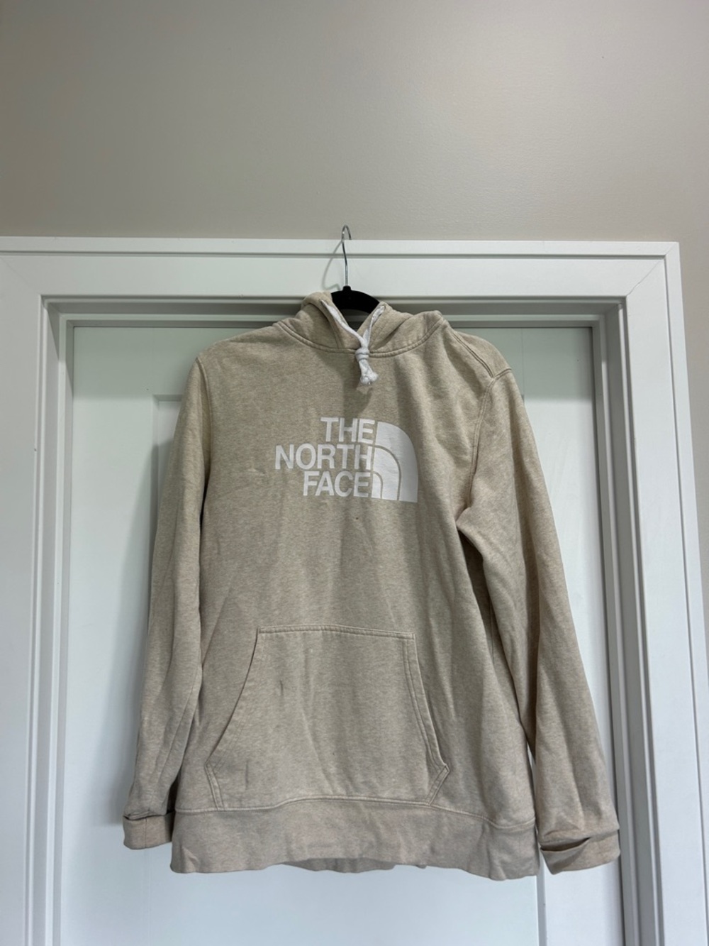 The North Face Sandstone Beige Pullover Hoodie with White Logo men’s L